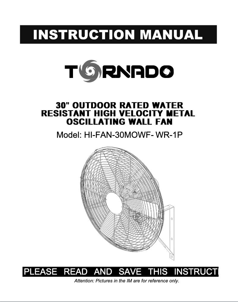 Page 1 of the manual User Manual Tornado HI-FAN-30MOWF-WR-1P
