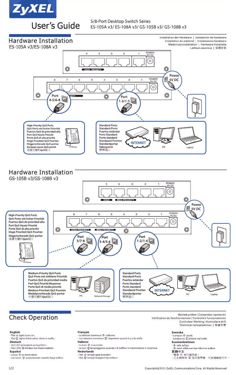 Page 1 of the manual User Manual ZyXEL ES-105A