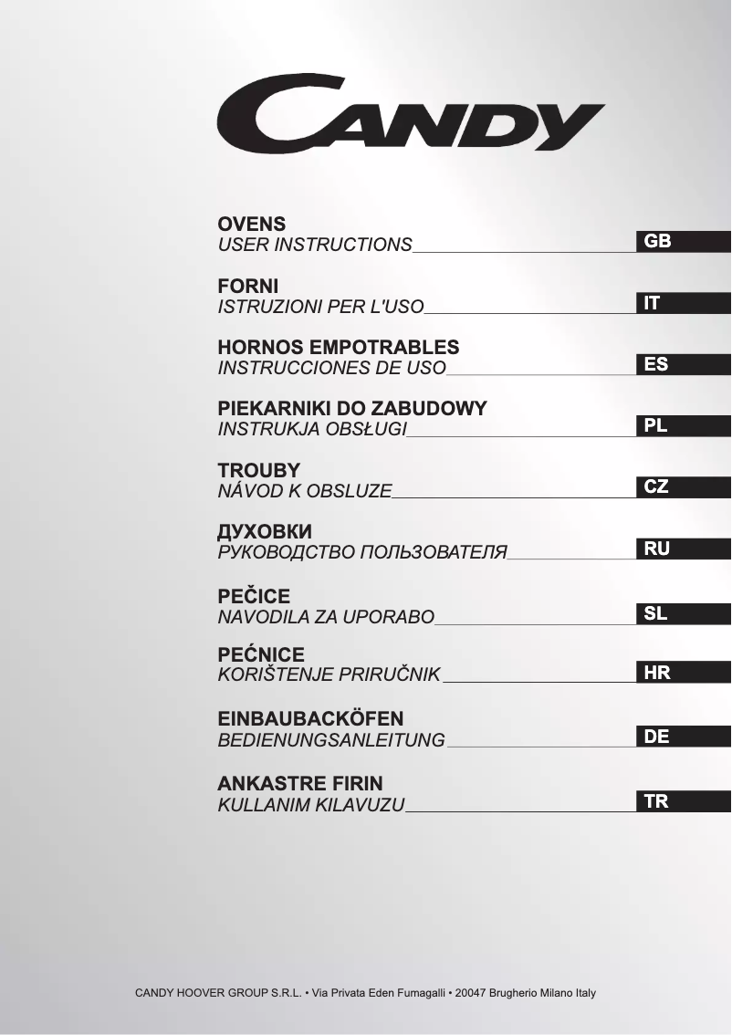 Page 1 de la notice Manuel utilisateur Candy FXP745X