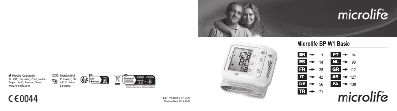 Page 1 de la notice Manuel utilisateur Microlife BP W1 Basic