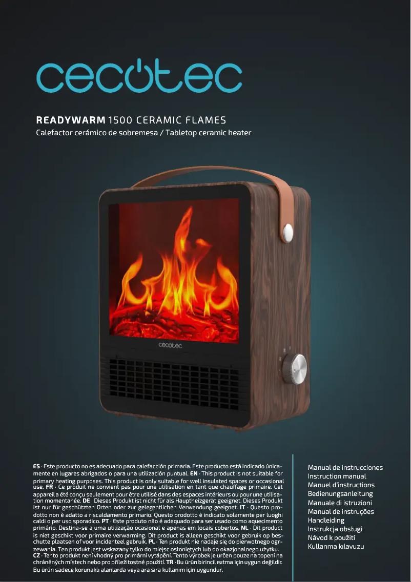 Page 1 de la notice Manuel utilisateur Cecotec ReadyWarm 1500 Ceramic Flames