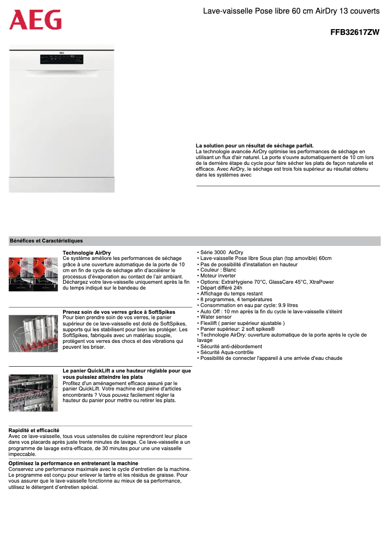 Image de la première page du manuel de l'appareil FFB32617ZW