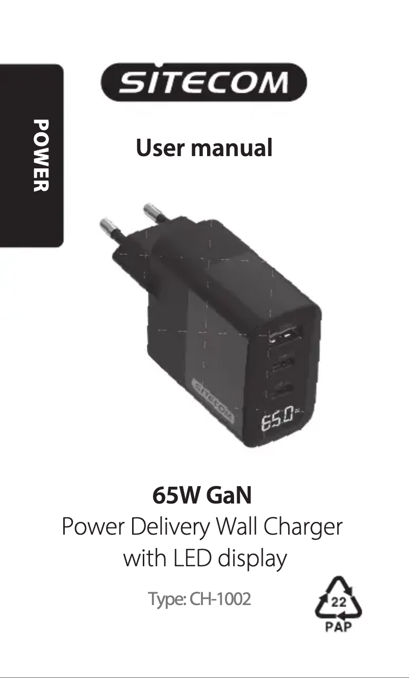 Page 1 de la notice Manuel utilisateur Sitecom CH-1002