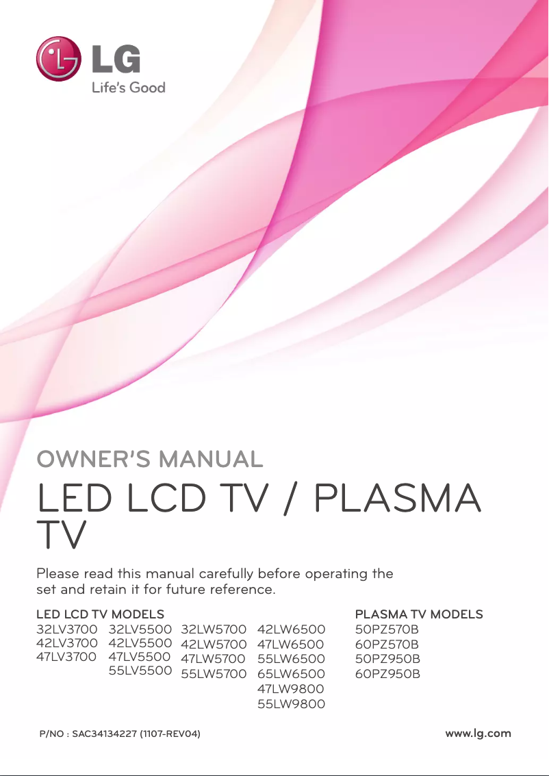 Page n°1 - Manuel utilisateur LG 60PZ570B