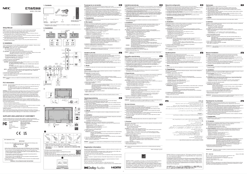 Imagen de la primera página del manual del dispositivo MultiSync E868