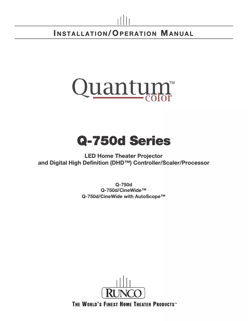 Image de la première page du manuel de l'appareil Q-750d