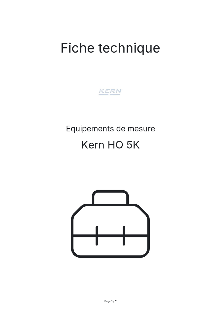 Page n°1 - Fiche technique Kern HO 5K