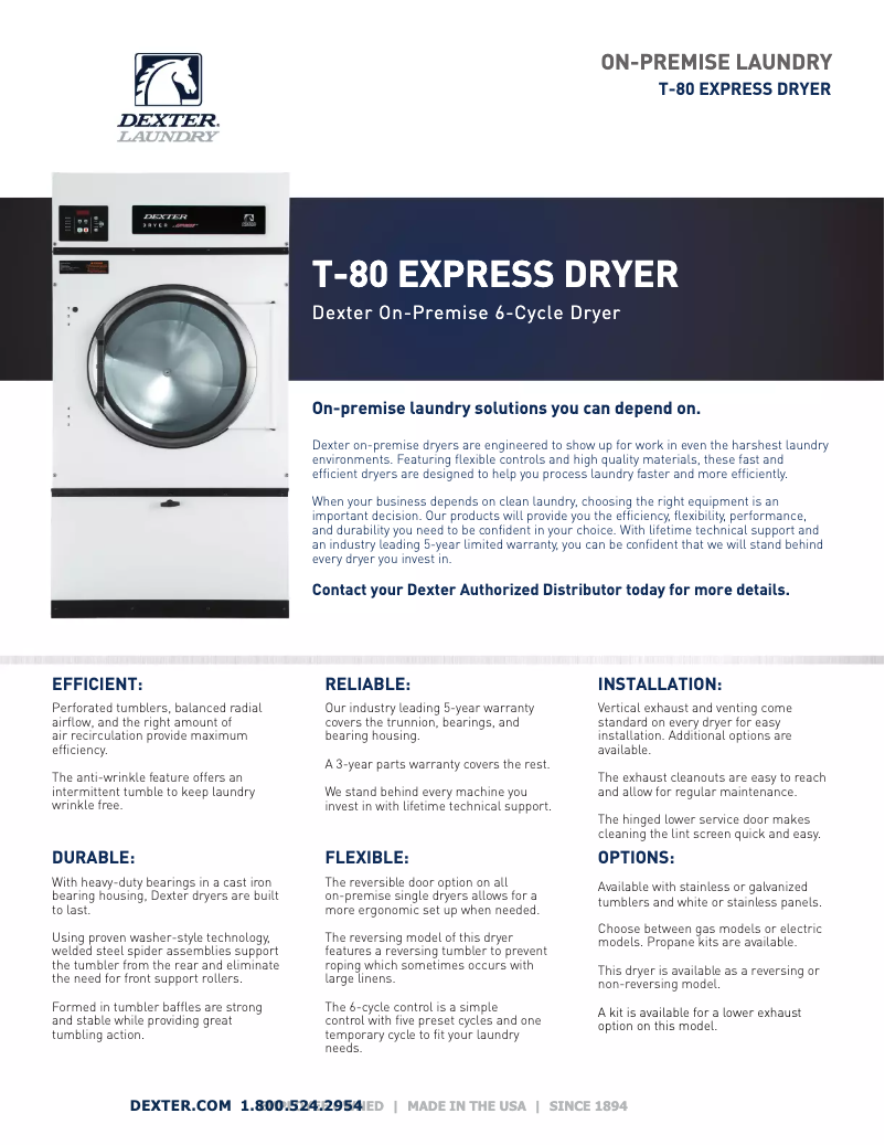 Page n°1 - Fiche technique Dexter Laundry T-80