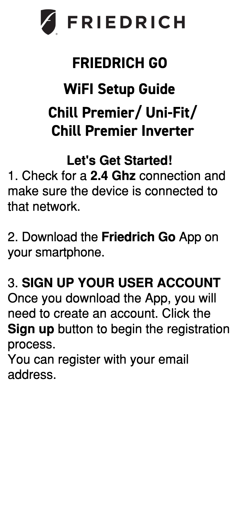 Page n°1 - Guide d'installation Friedrich Uni-Fit UCT10B30A