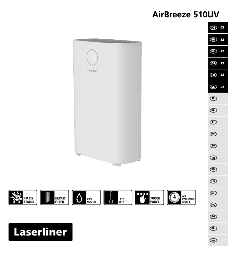Image de la première page du manuel de l'appareil AirBreeze 510UV