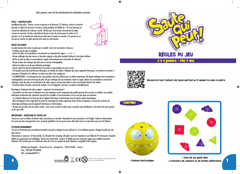 Image de la première page du manuel de l'appareil Saute Qui Peut