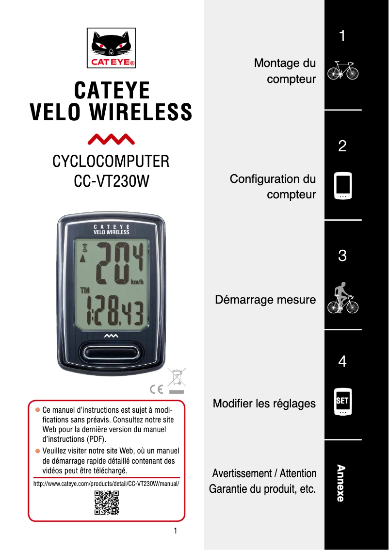 Image de la première page du manuel de l'appareil Velo Wireless