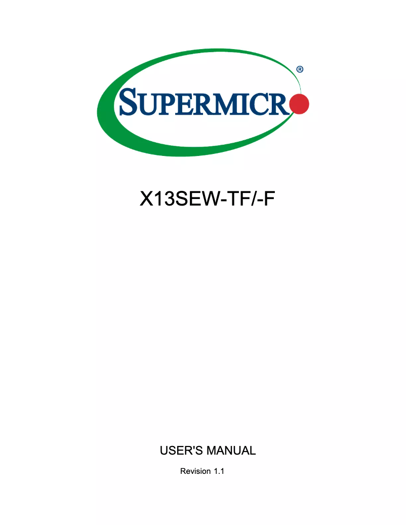 Page 1 de la notice Manuel utilisateur Supermicro X13SEW-TF