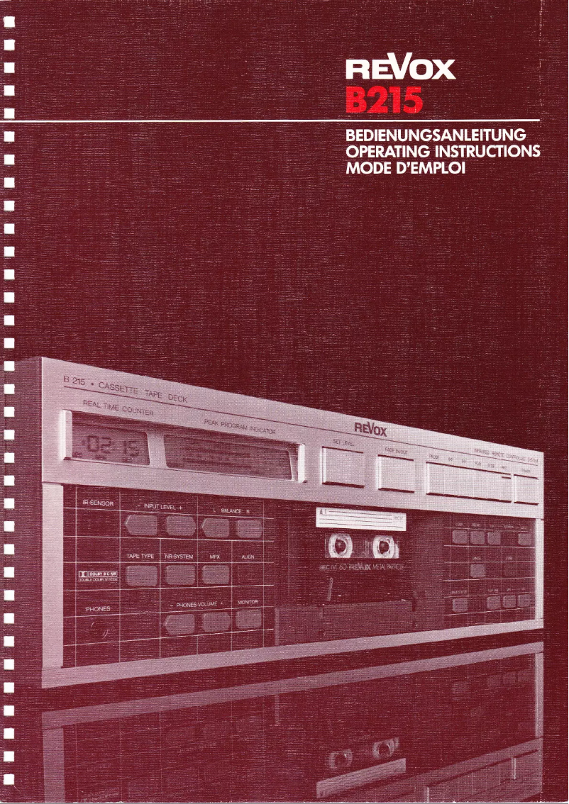 Page 1 de la notice Manuel utilisateur Revox B215