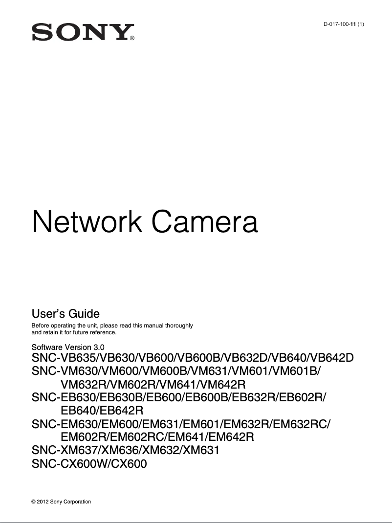 Página 1 del manual Manual de usuario Sony SNC-EB642R