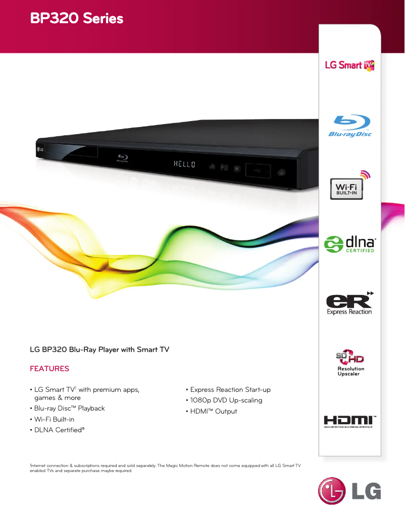 Página 1 del manual Ficha técnica LG BP320