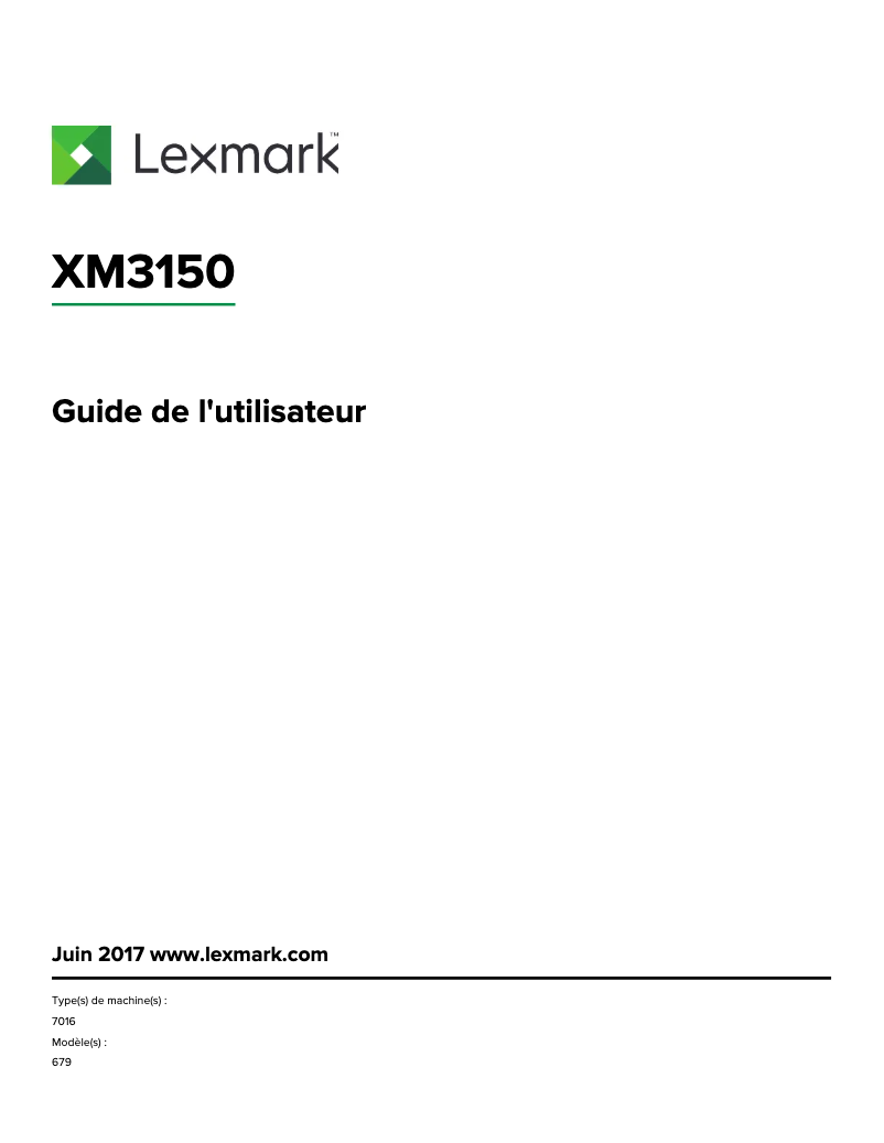 Page 1 de la notice Manuel utilisateur Lexmark XM3150