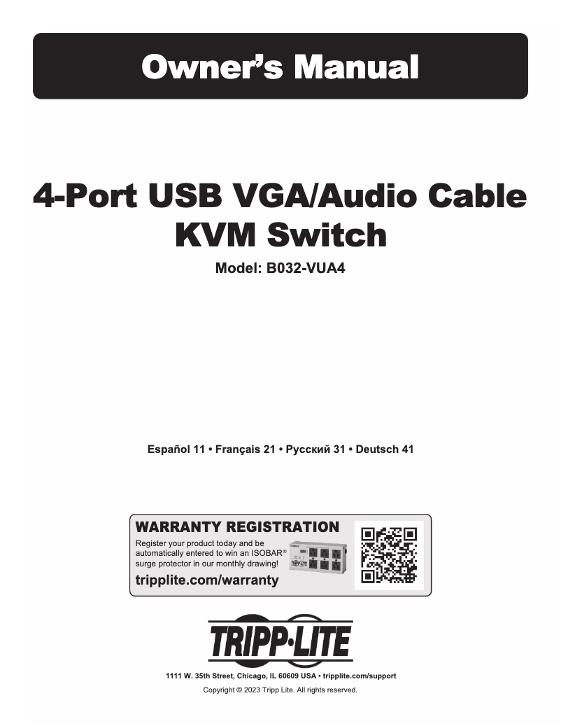 Page n°1 - Manuel utilisateur Tripp Lite B032-VUA4