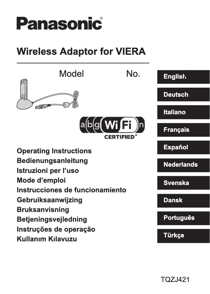 Page 1 de la notice Manuel utilisateur Panasonic TY-WL20E