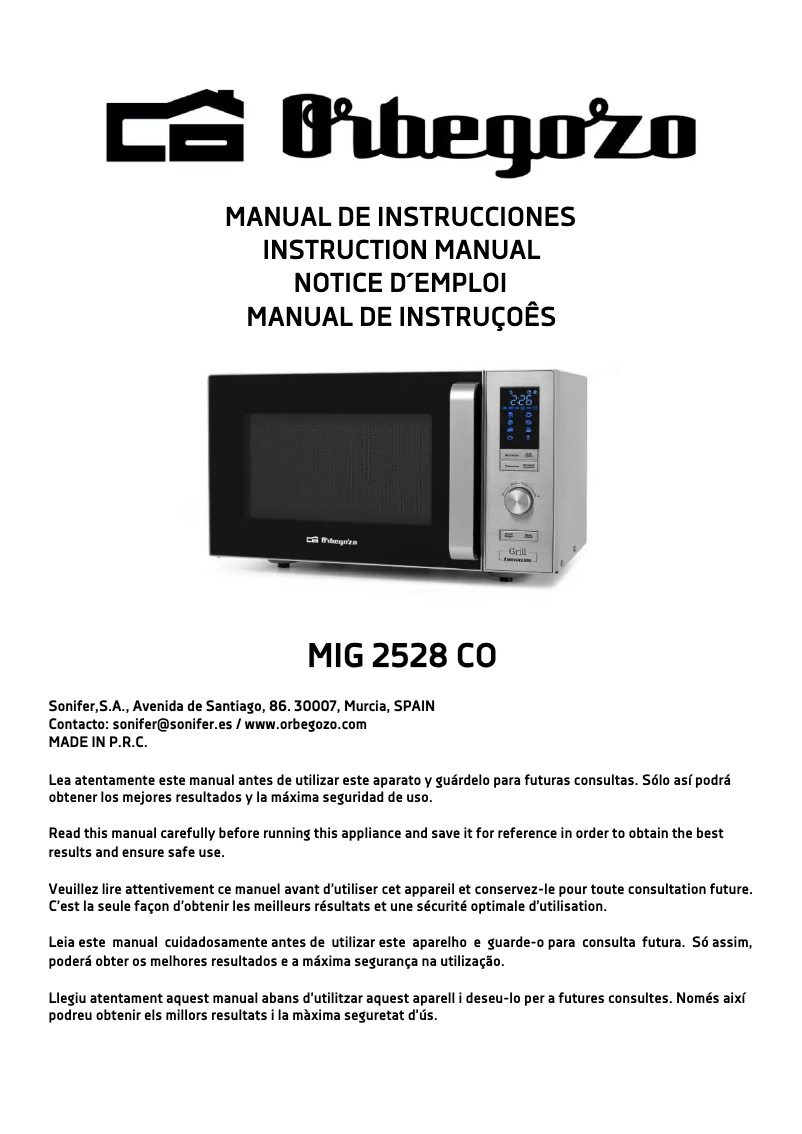 Page n°1 - Manuel utilisateur Orbegozo MIG 2528 CO