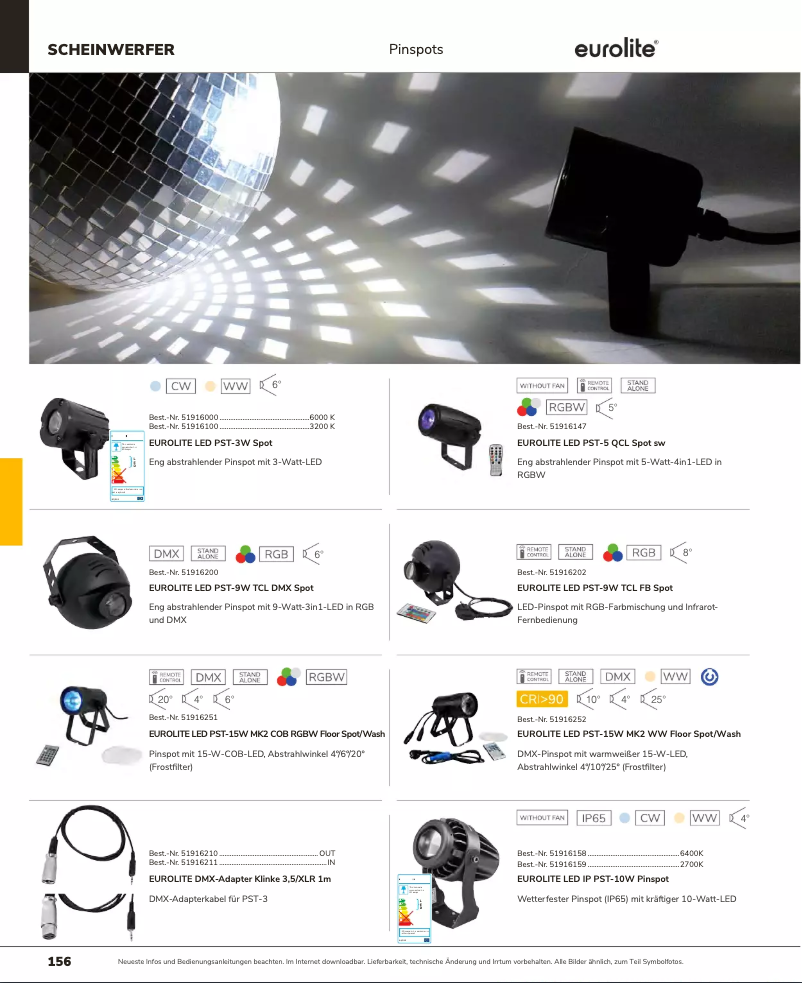 Page 1 of the manual Catalogue Eurolite PST-9W TCL