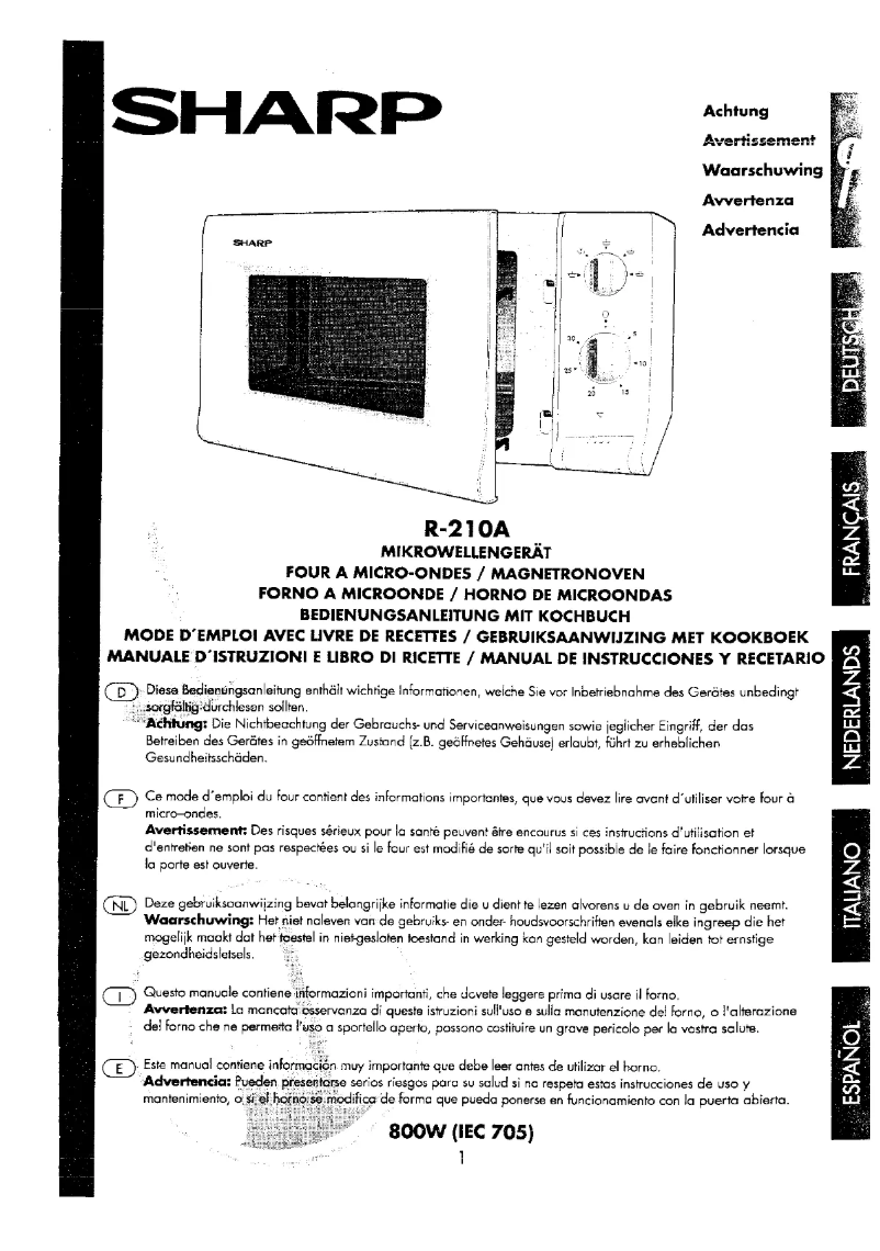 Page 1 de la notice Manuel utilisateur Sharp R-210A