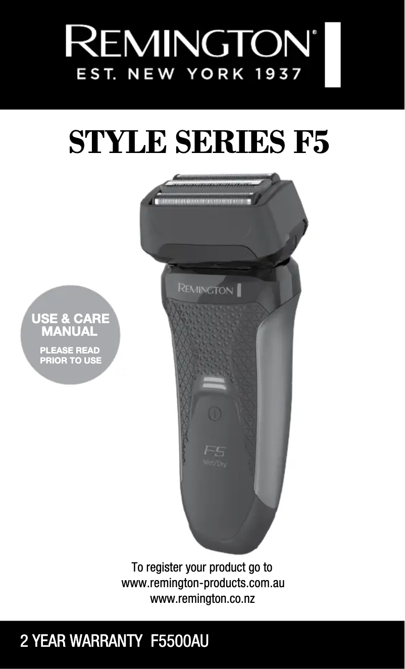 Page 1 de la notice Manuel utilisateur Remington Style F5 F5500AU