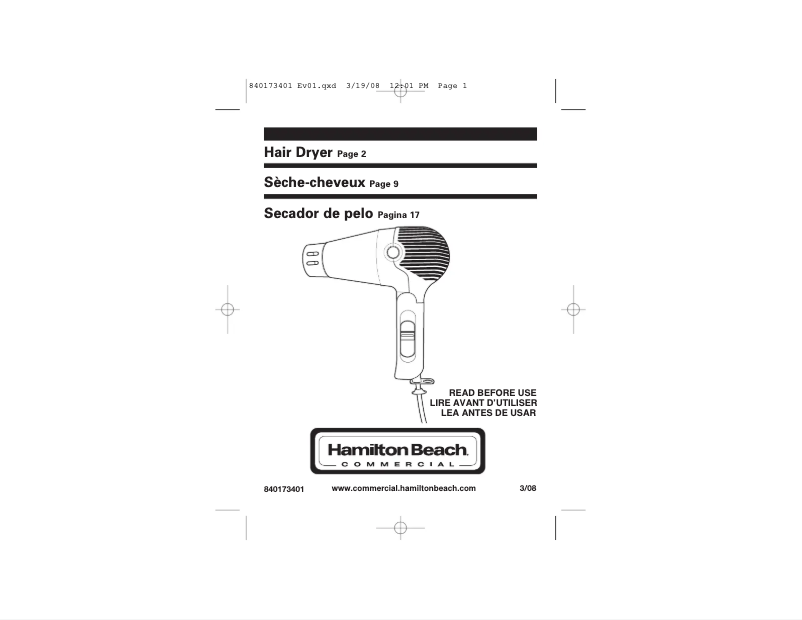 Image de la première page du manuel de l'appareil HHD601