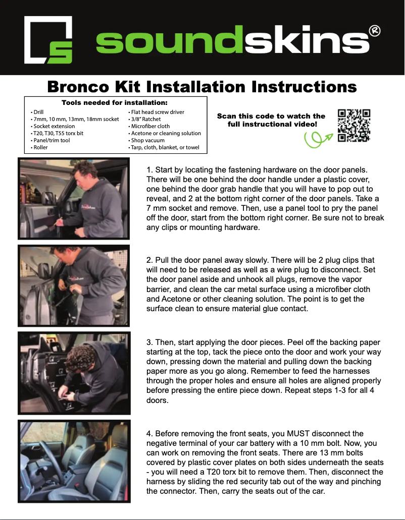 Page n°1 - Manuel utilisateur Soundskins SSK-BRONCO