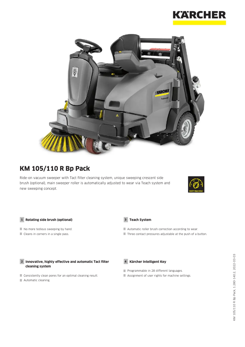 Image de la première page du manuel de l'appareil KM 105/110 R Bp Pack