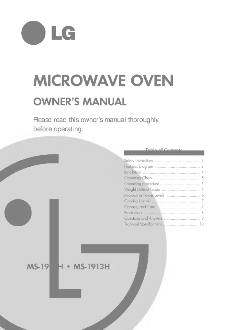 Page 1 de la notice Manuel utilisateur LG MS-1918H