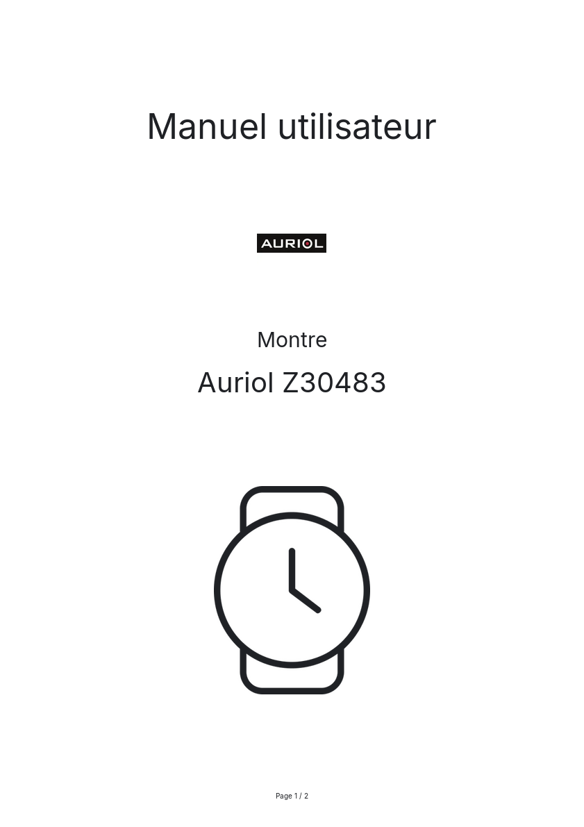 Page n°1 - Manuel utilisateur Auriol Z30483