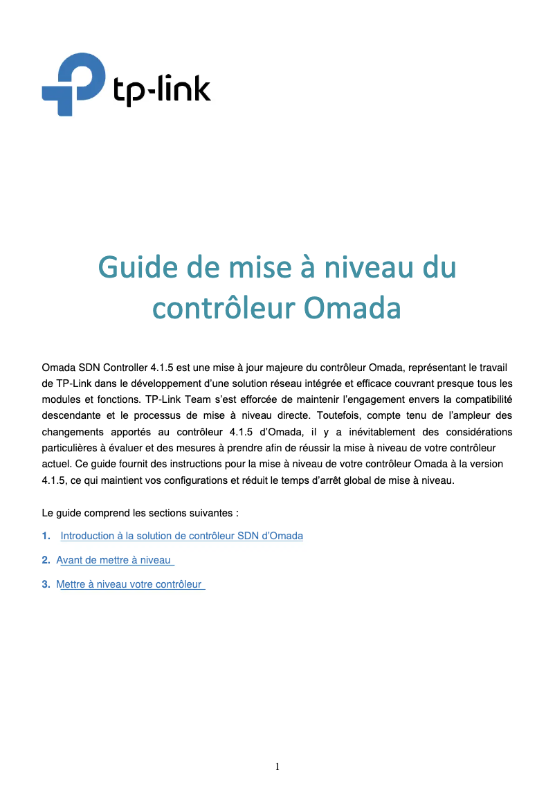 Image de la première page du manuel de l'appareil Omada OC300