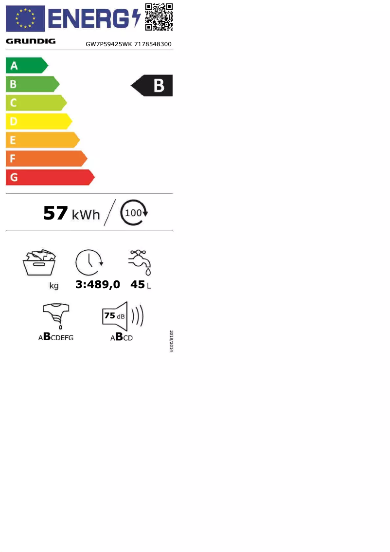 Image de la première page du manuel de l'appareil GW7P59425WK