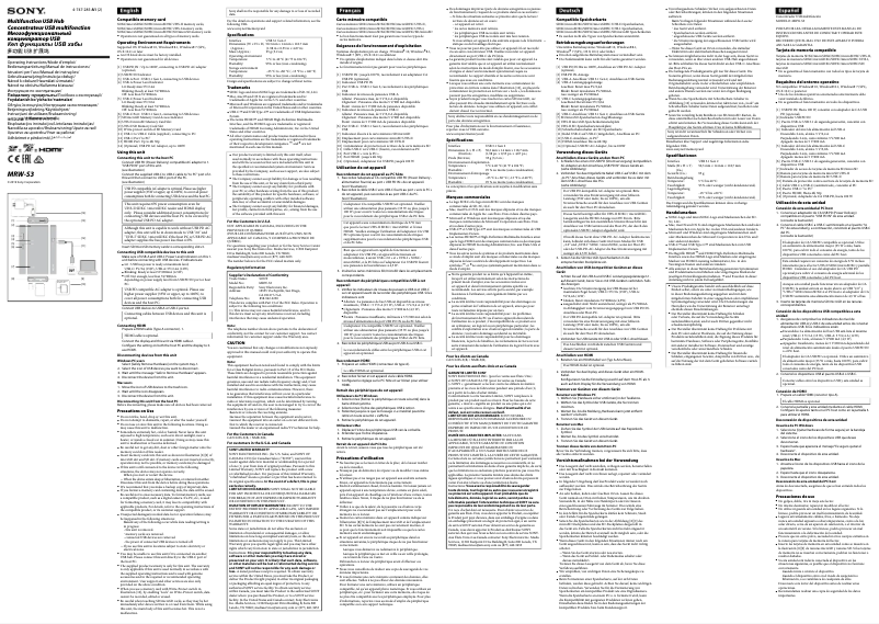 Image de la première page du manuel de l'appareil MRW-S3