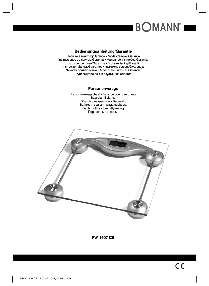Page 1 de la notice Manuel utilisateur Bomann PW 1407 CB