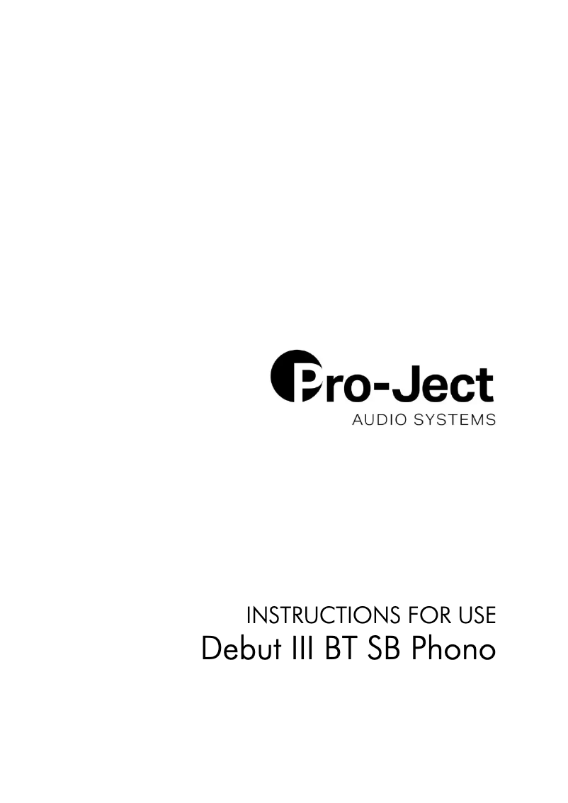 Page 1 de la notice Manuel utilisateur Pro-Ject Debut III BT SB Phono