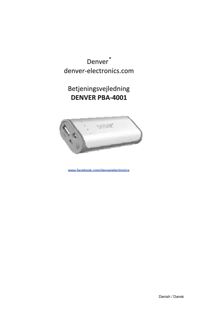 Page n°1 - Manuel utilisateur Denver PBA-4001