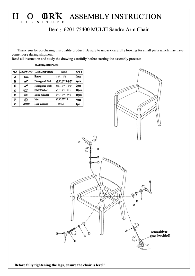 Page 1 de la notice Manuel utilisateur Hooker 6201-75400 MULTI