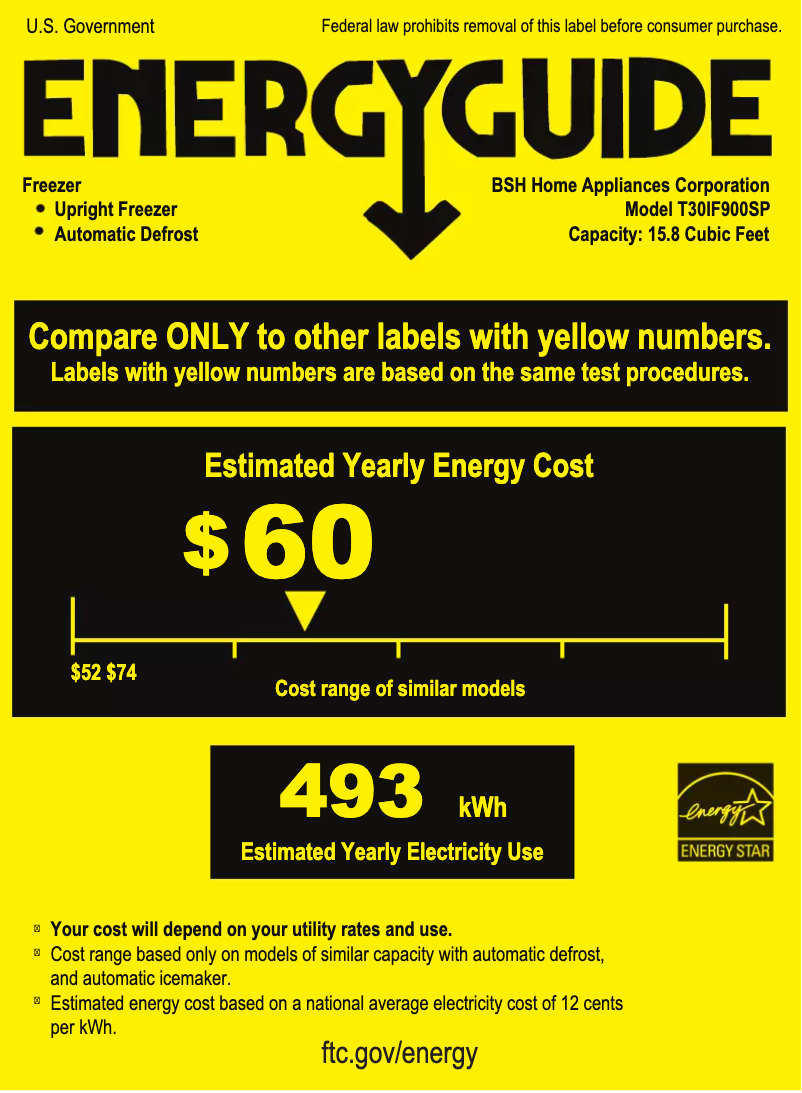 Page 1 de la notice Label énergétique Thermador T30IF900SP