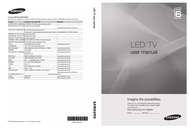 Image de la première page du manuel de l'appareil UE32C6540SW