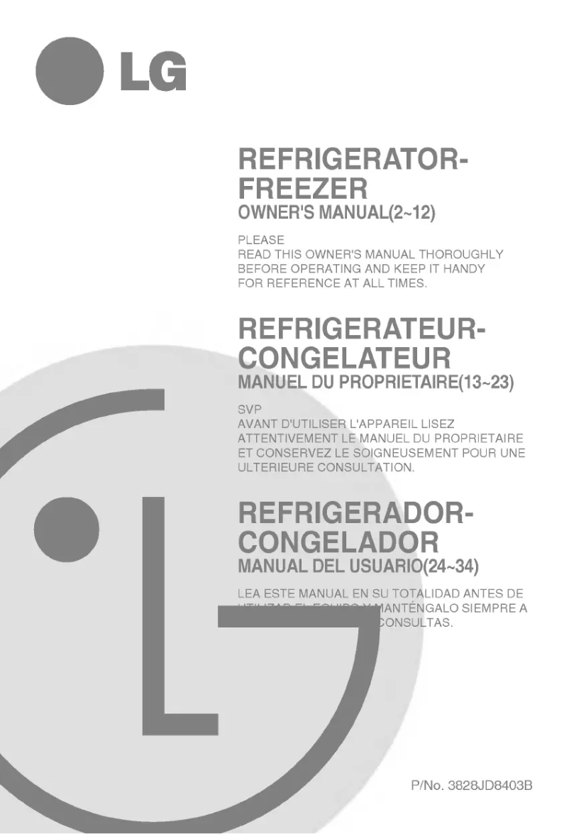 Page 1 de la notice Manuel utilisateur LG GR-S462JLC