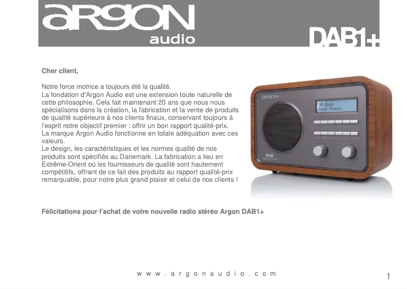 Page n°1 - Manuel utilisateur Argon DAB1+