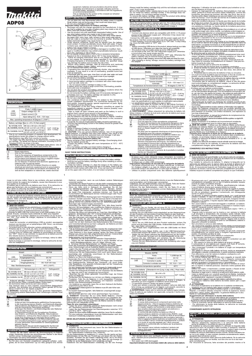 Page 1 de la notice Manuel utilisateur Makita DEAADP08