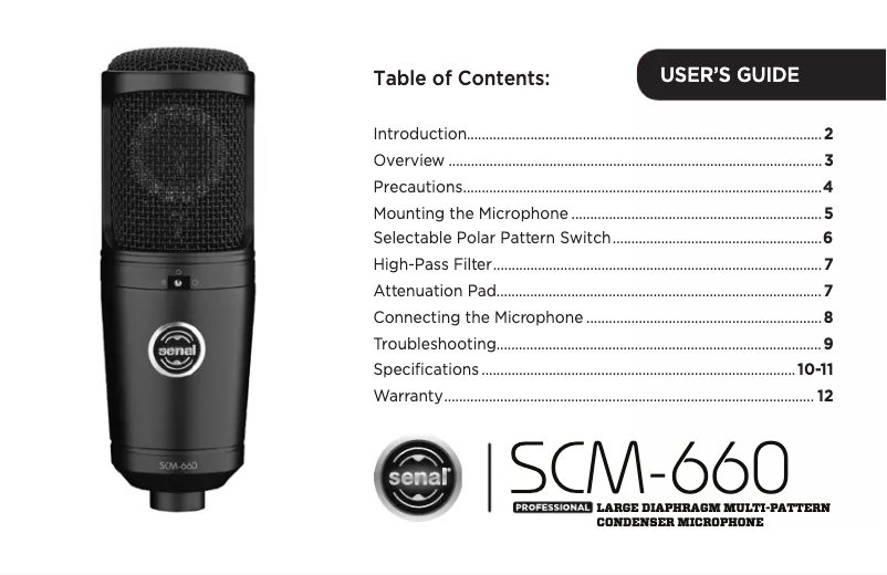 Page n°1 - Manuel utilisateur Senal SCM-660