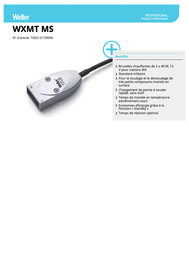 Page n°1 - Fiche technique Weller WXMT MS