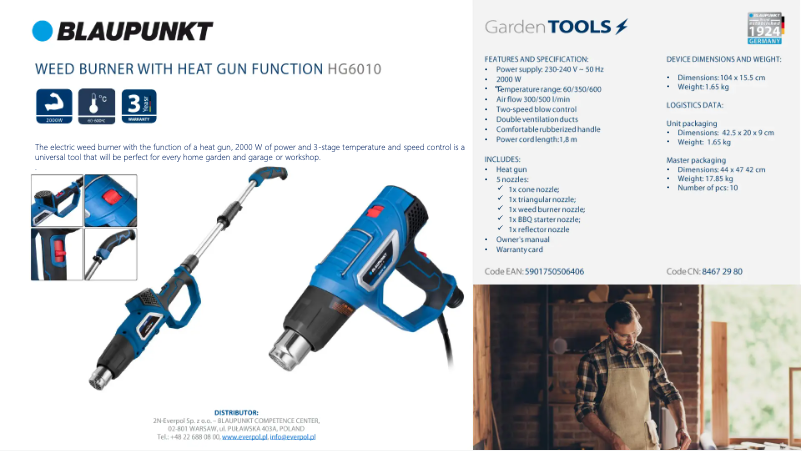 Page 1 de la notice Fiche technique Blaupunkt HG6010