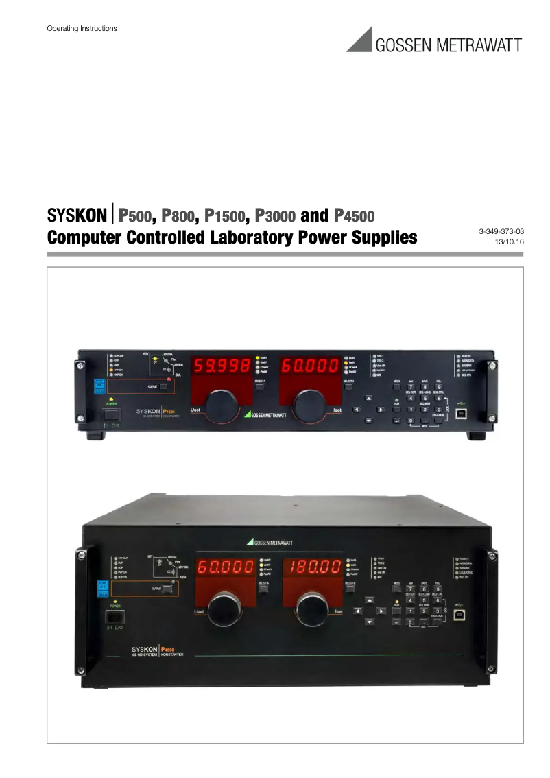 Página 1 del manual Manual de usuario Gossen Metrawatt SYSKON P1500