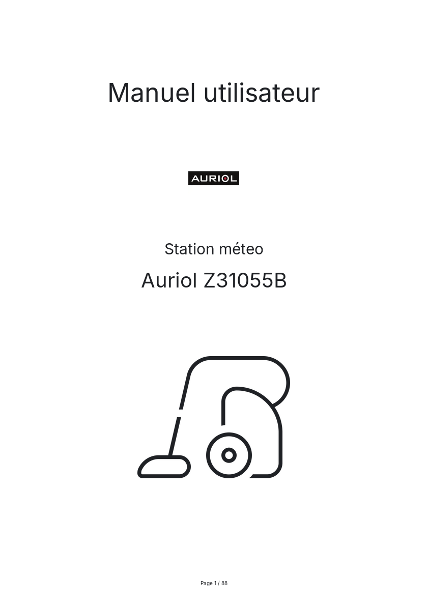 Page n°1 - Manuel utilisateur Auriol Z31055B