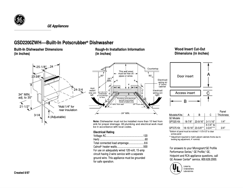 First page image of the manual for GSD2200ZWH